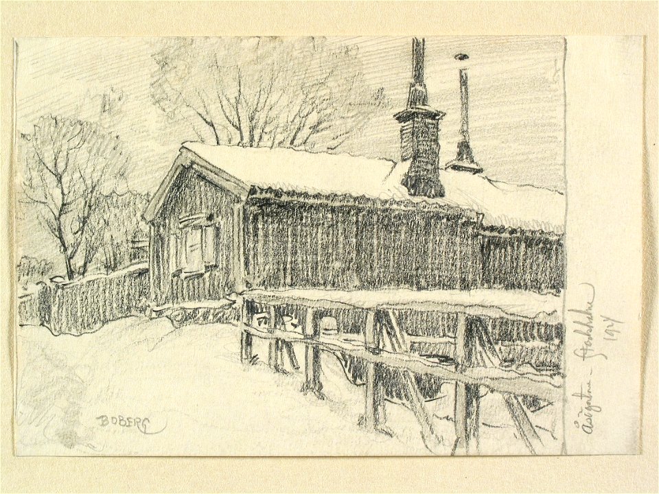 Stockholm, Södermalm, Kv. Åsögatan, Teckning av Ferdinand Boberg - Nordiska museet - NMA.0090973