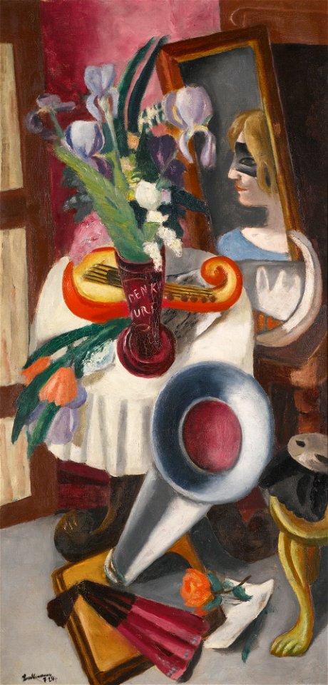 STILLEBEN MIT GRAMMOPHON UND SCHWERTLILIEN (STILL-LIFE WITH GRAMOPHONE AND IRISES) 