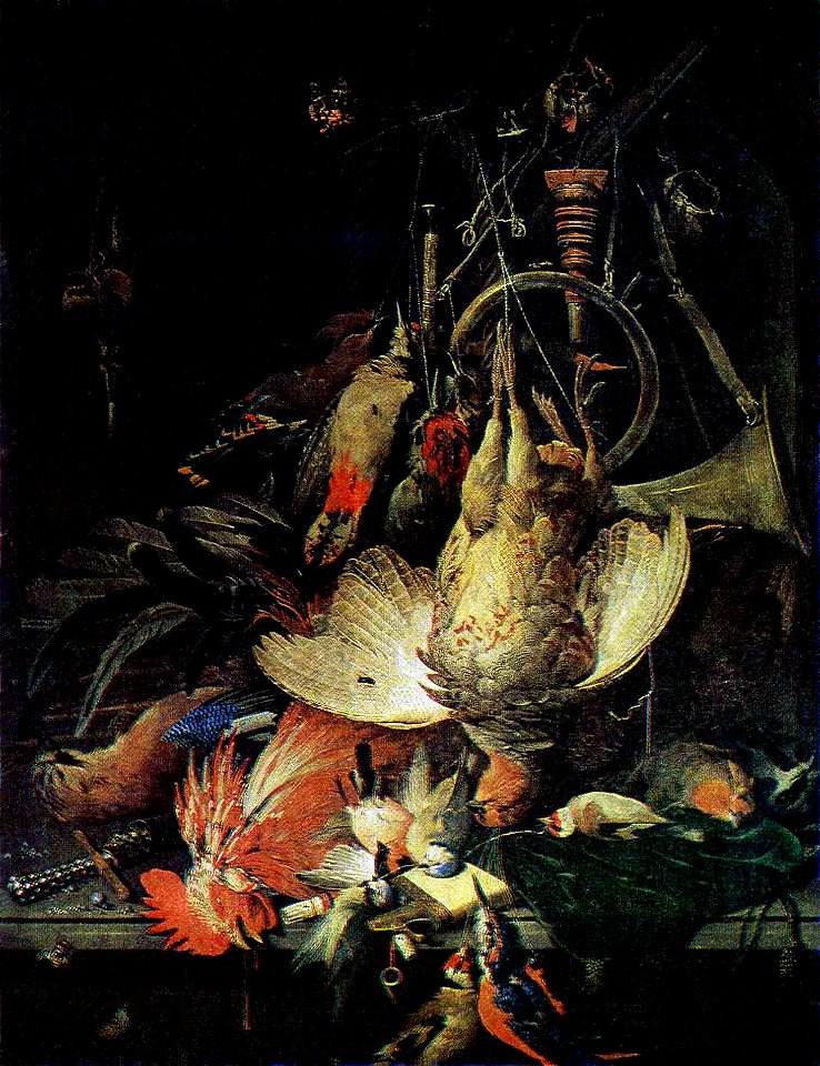 Stillleben mit Vögeln und Jagdzeug (Mignon)