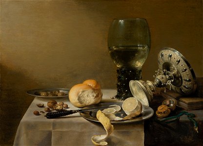 Still Life with Tazza by Pieter Claesz. Mauritshuis 1125. Free illustration for personal and commercial use.