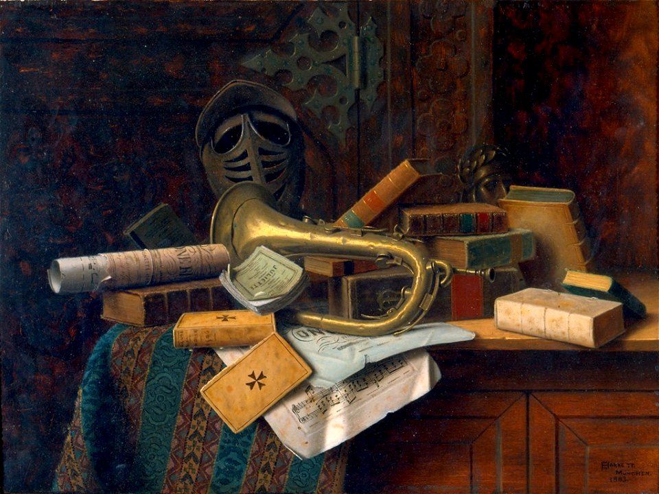 Still Life with Bust of Dante by William Michael Harnett, 1883, High Museum of Art