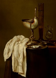 Still Life with Nautilus Cup by Willem Claesz. Heda Mauritshuis 936. Free illustration for personal and commercial use.