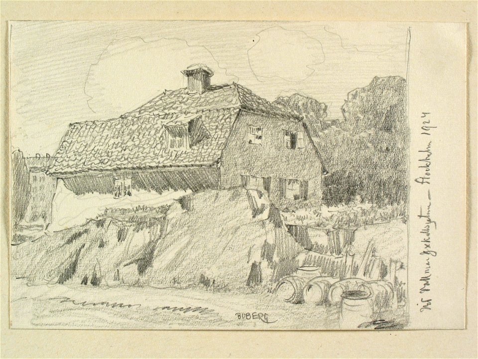 Stockholm, Söder, Åt Wollmar-Yxkullsgatan.Teckning av Ferdinand Boberg - Nordiska museet - NMA.0090956