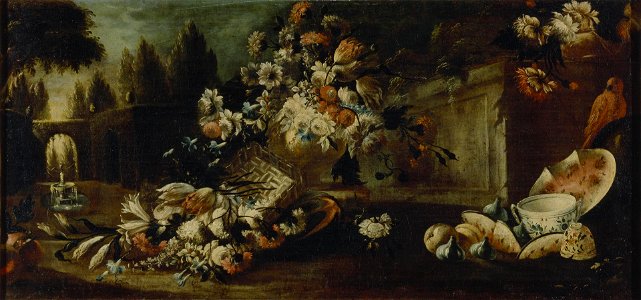 Still Life with Flowers and Parrot Lopez, Gasparo
