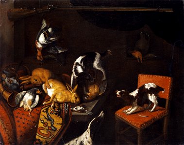 Stillleben 17Jh mit Jagdhunden