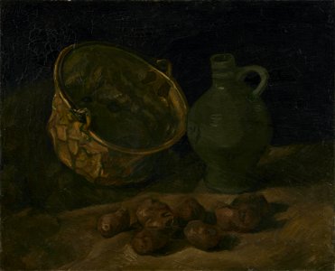 Stilleven met koperen ketel en kruik - s0052V1962 - Van Gogh Museum. Free illustration for personal and commercial use.