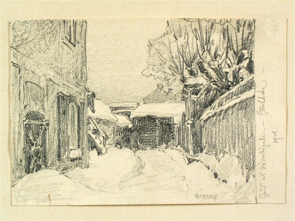 Stockholm, Södermalm, Kv. Värmdögatan (Nuvarande Malmgårdsvägen år 2017)Gårdsinteriör vintertid - Nordiska museet - NMA.0090964