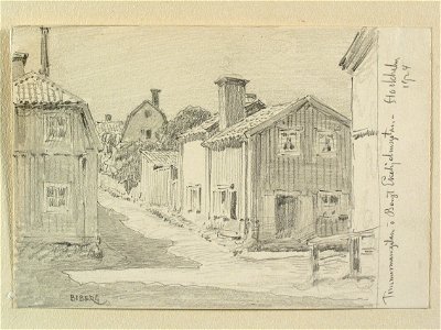 Stockholm, Södermalm,. Timmermansgatan och Bengt Ekehjelmsgatan, 1924 Teckning av Ferdinand Boberg - Nordiska museet - NMA.0090945