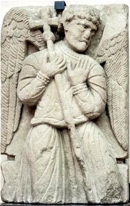 Stone slab with angel figure in bas-relief