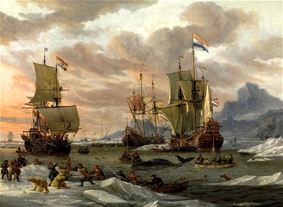 Abraham Storck - Walvisvangst in de Poolzee