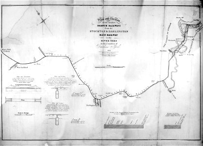 Stockton and Darlington railway plan engraving by William Miller