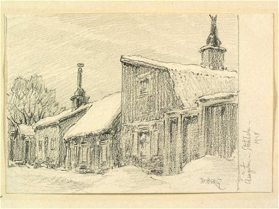 Stockholm, Södermalm Kv. Åsögatan. Teckning av Ferdinand Boberg - Nordiska museet - NMA.0090970