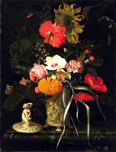 Still Life with Flowers in a Decorative Vase, Oosterwijck. Free illustration for personal and commercial use.