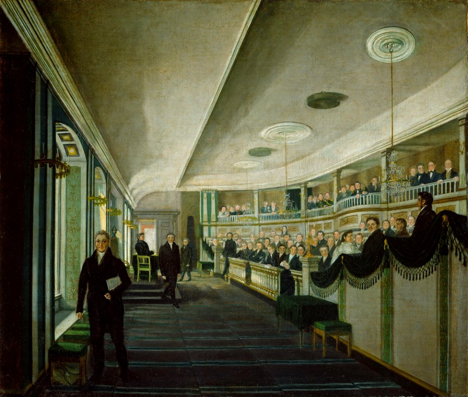 Matthias Stoltenberg - Fra et møte i den gamle Stortingssalen i Christiania Katedralskole - NG.M.04303 - National Museum of Art, Architecture and Design