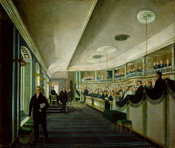 Matthias Stoltenberg - Fra et møte i den gamle Stortingssalen i Christiania Katedralskole - NG.M.04303 - National Museum of Art, Architecture and Design