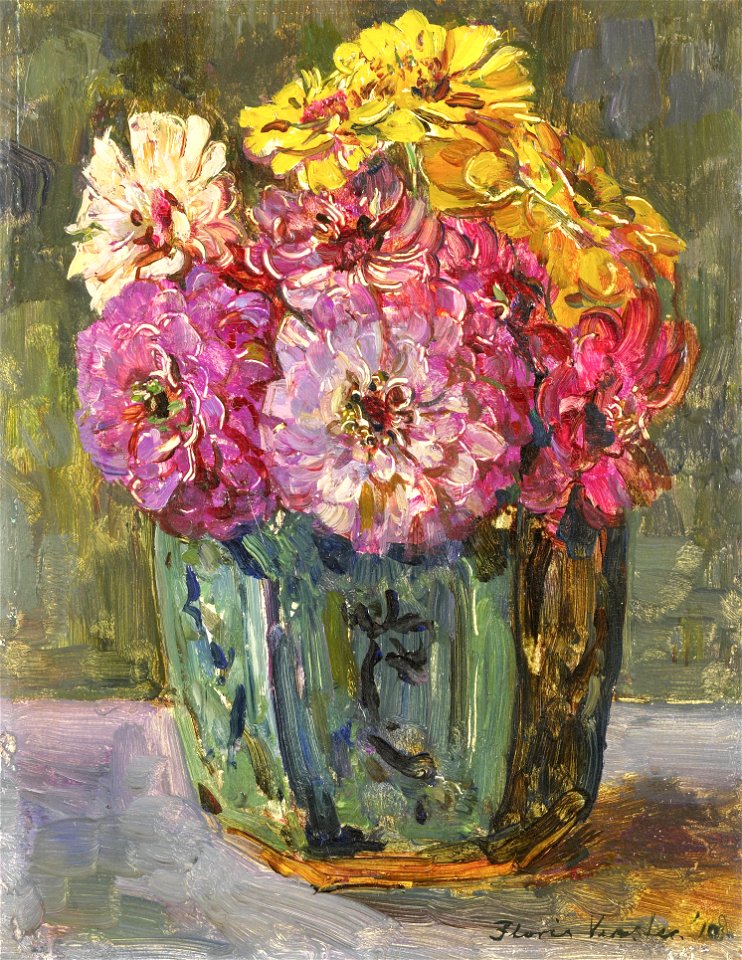 Stilleven met zinnia's in een gemberpot Rijksmuseum SK-A-2941