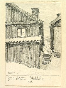 Stockholm, Södermalm, gård vid Åsögatan.Teckning av Ferdinand Boberg - Nordiska museet - NMA.0090972