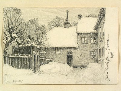 Stockholm, Södermalm, Kv. Värmdögatan, nuvarande Malmgårdsvägen (2017).Teckning av Ferdinand Boberg - Nordiska museet - NMA.0090966
