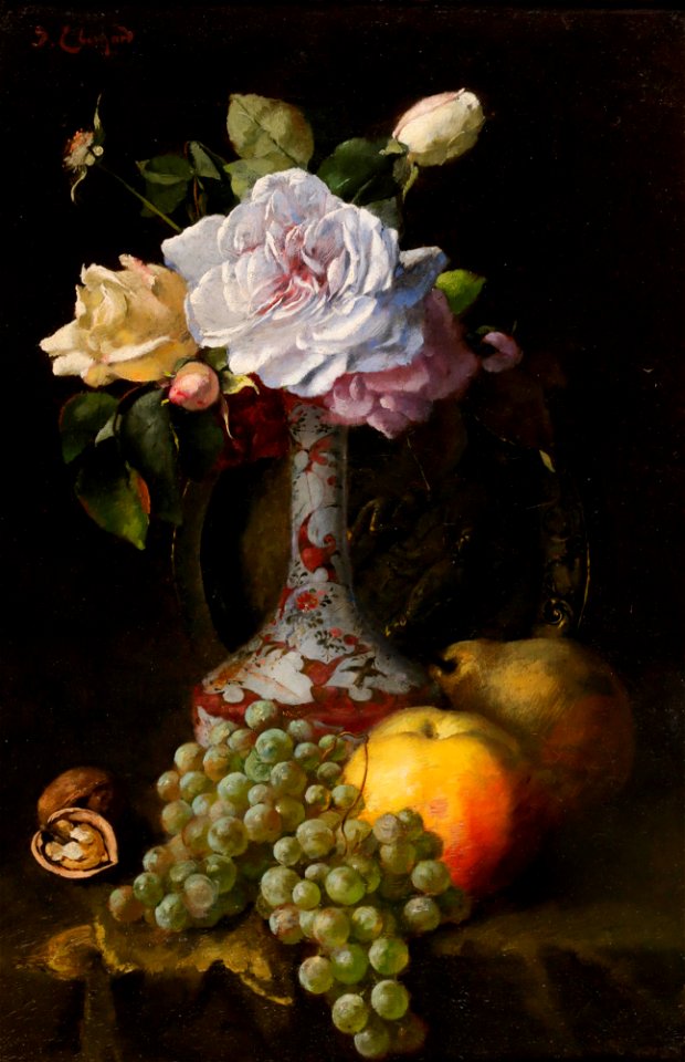 Stillleben mit Rosen und Früchten