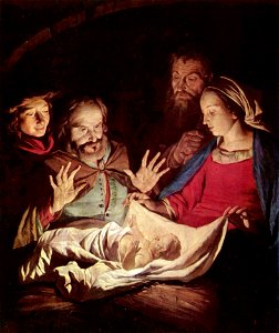 Gerard van Honthorst — Adoration of the Shepherds. Free illustration for personal and commercial use.
