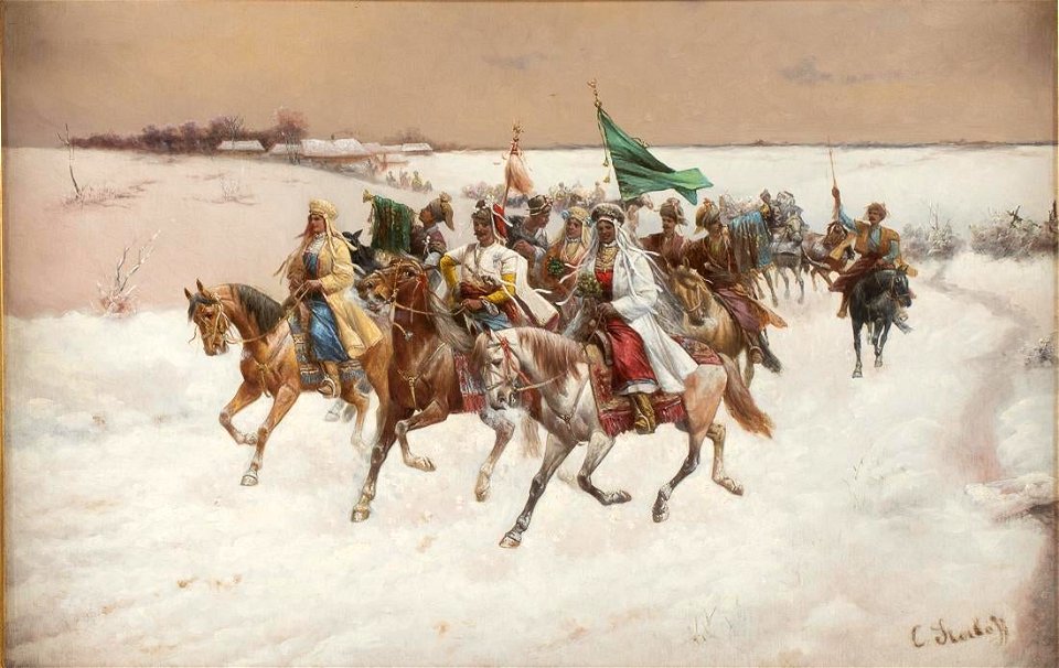 The Wedding Procession by Adolf Constantin Baumgartner-Stoiloff