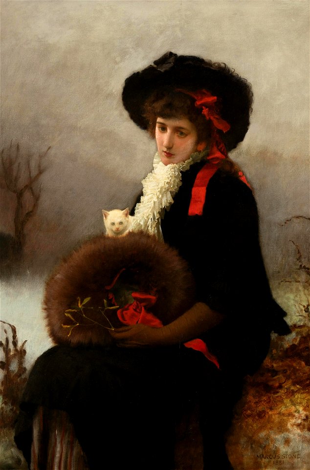 Lady with Cat by Marcus Stone, 1881