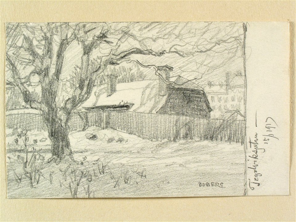 Stockholm, Södermalm, Tegelviksgatan,15-1 1919, Teckning av Ferdinand Boberg - Nordiska museet - NMA.0090944