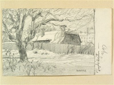 Stockholm, Södermalm, Tegelviksgatan,15-1 1919, Teckning av Ferdinand Boberg - Nordiska museet - NMA.0090944