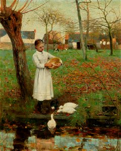 Edward Stott - Feeding the Ducks (1885)