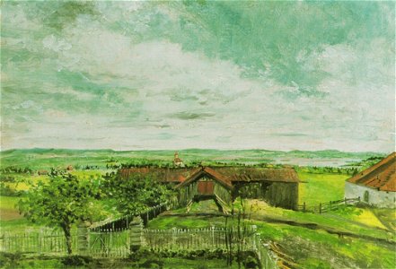 Stoltenberg-Torshaug i Vang, utsikt fra annen etasje mot låven
