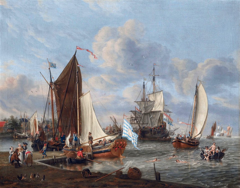 Abraham Storck - A Dutch harbour sceneFXD