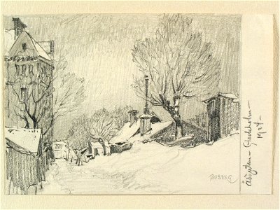 Stockholm, Södermalm, Åsögatan. Teckning av Ferdinand Boberg, 1924 - Nordiska museet - NMA.0090976