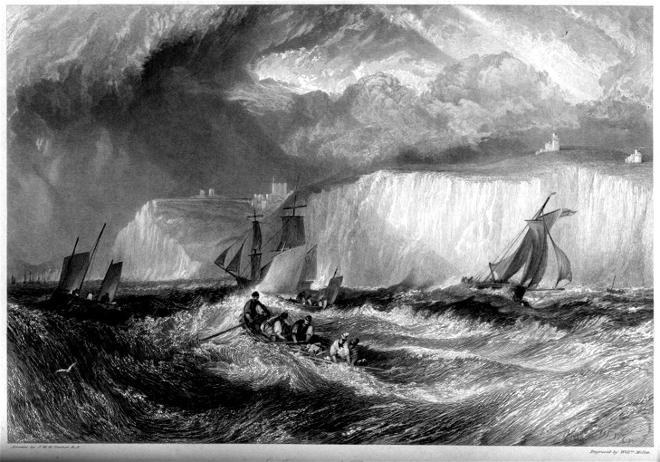 Straits of Dover engraving by William Miller after Turner