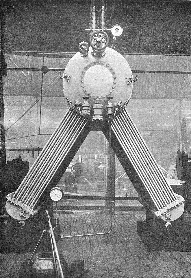 Straight watertube marine boiler (Rankin Kennedy, Modern Engines, Vol VI)