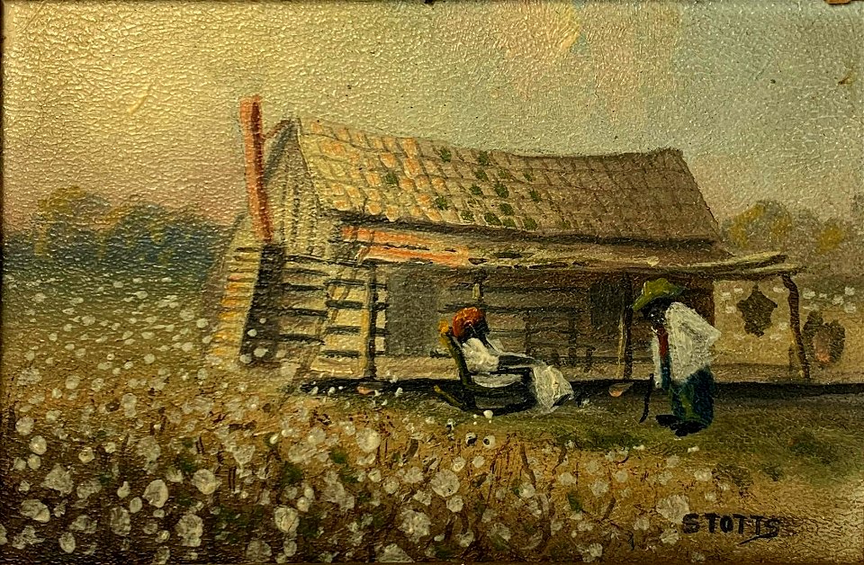 Cotton in the Yard by Paul Stotts, oil on board