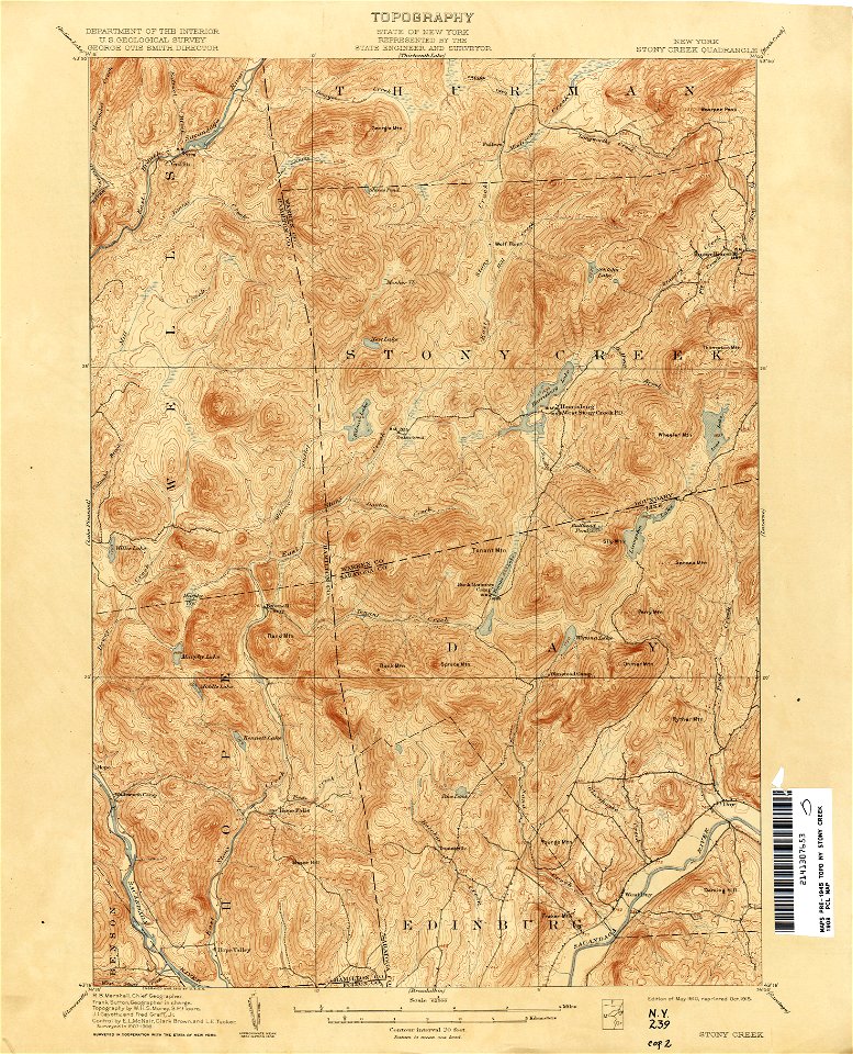 Stony Creek New York USGS topo map 1908