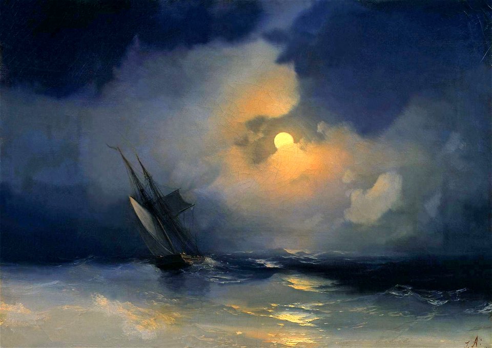 Storm at Sea on a Moonlit Night (Aivazovsky)