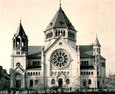 Strasbourg synagogue quai Kléber vue élévation façade 1898-1940. Free illustration for personal and commercial use.