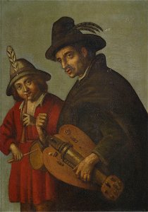 Straßenmusikanten Drehleierspieler und Trommler 17Jh