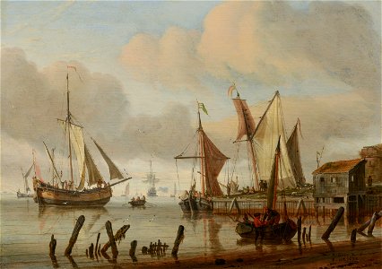 Abraham Storck - Boats at a Mooring Place - 173 - Mauritshuis. Free illustration for personal and commercial use.