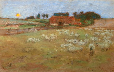 Edward Stott - Sheep at evenfall