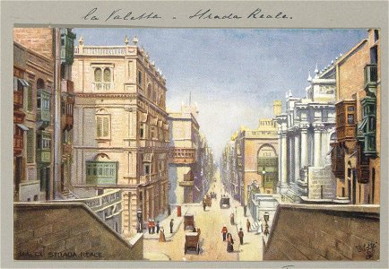 Strada Reale in Valletta Malta, Strada Reale (titel op object), RP-F-F01141-O