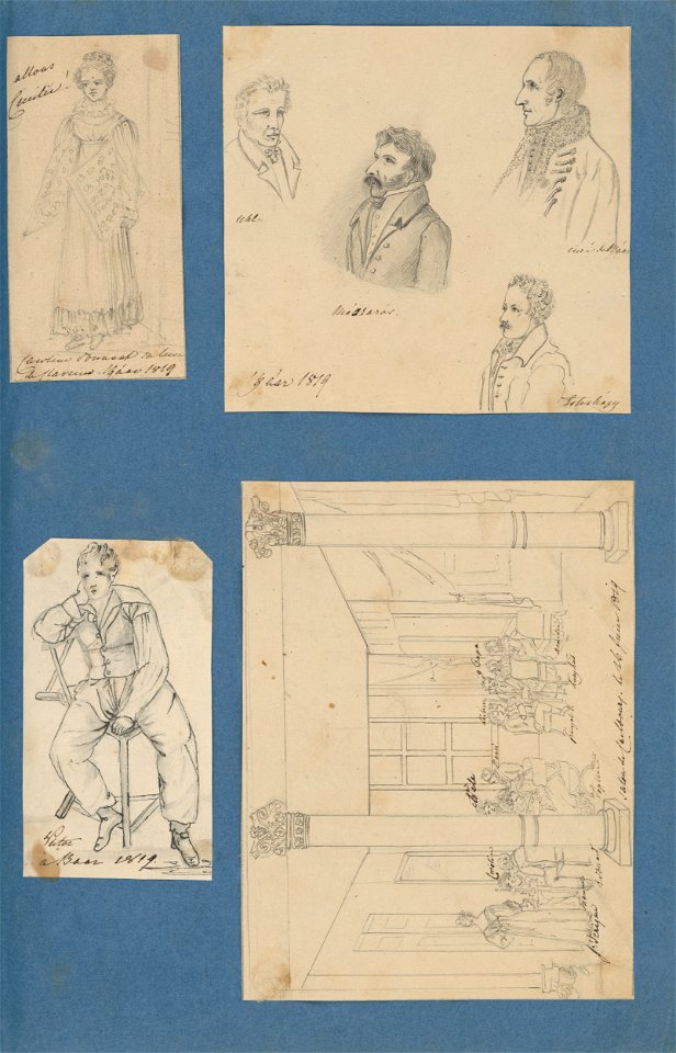 Stredoeurópsky maliar z 19. storočia - Grófka Karolína Zichy v Hornom Bare. Profilové portréty. Gróf Viktor Zichy. Salón v kaštieli v Rusov - K 6232-17 - Slovak National Gallery