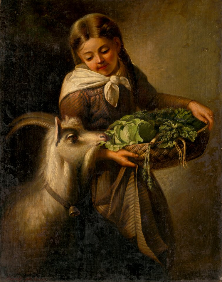 Stredoeurópsky maliar z 2. polovice 19. storočia - Girl with a Goat - O 2251 - Slovak National Gallery