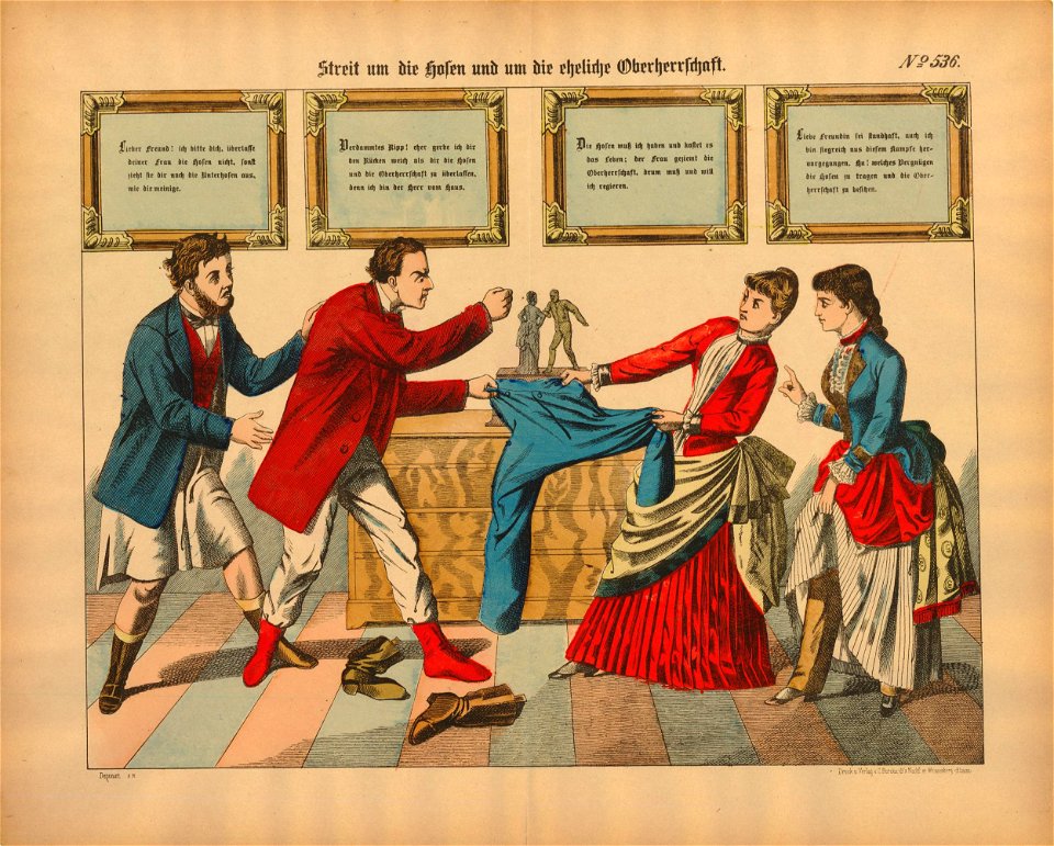 Streit um die Hosen und um die eheliche Oberherrschafft. (Fight over the trousers and over superiority in marriage) (BM 2012,7020.6)