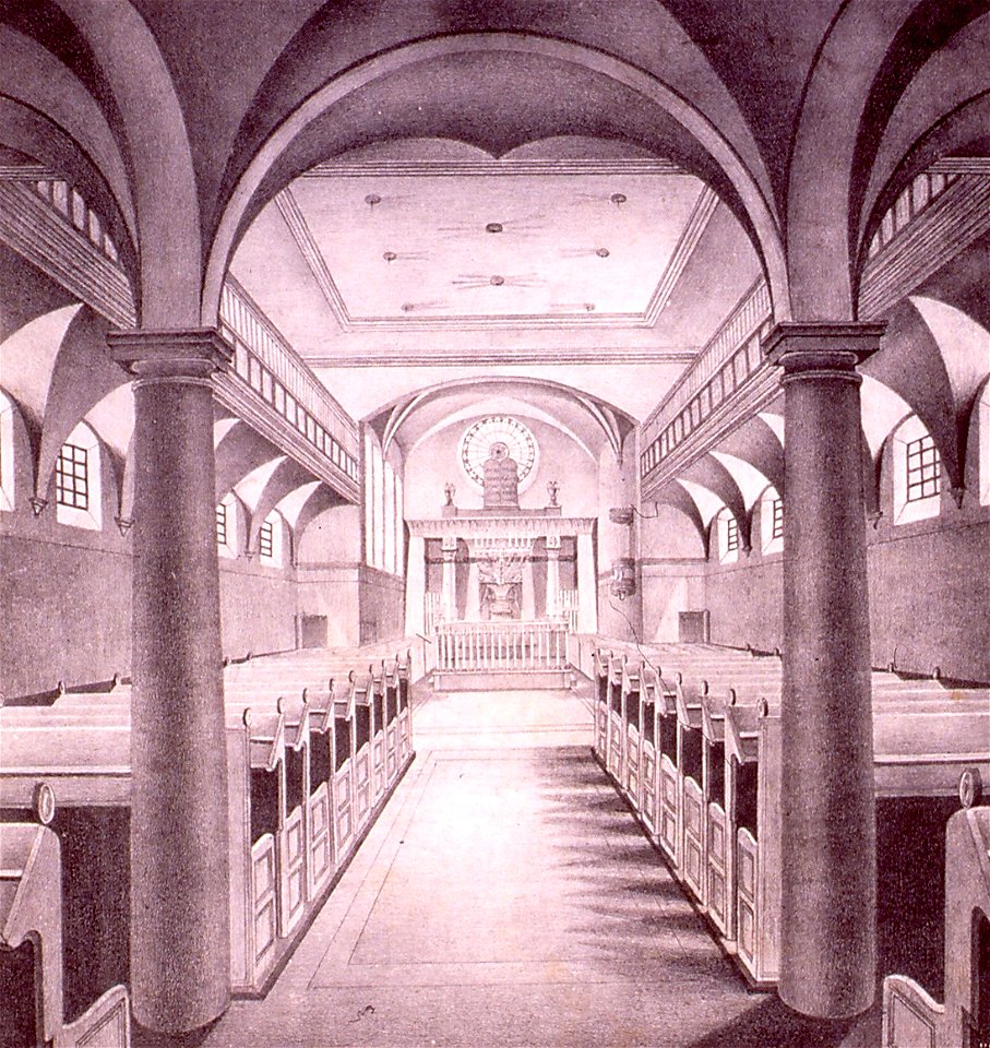 Strasbourg synagogue rue Sainte Hélène dessin intérieur vers 1860