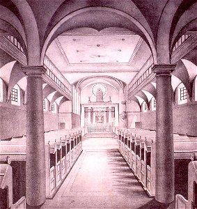 Strasbourg synagogue rue Sainte Hélène dessin intérieur vers 1860