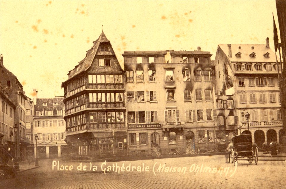 Strasbourg, bombardements de 1870, Place de la Cathédrale (Maison Ohlmann)