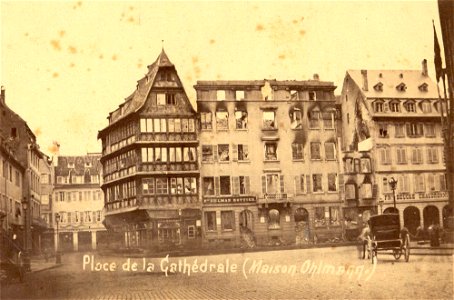 Strasbourg, bombardements de 1870, Place de la Cathédrale (Maison Ohlmann)