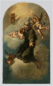 Stredoeurópsky maliar z konca 18. storočia - Saint Anthony on a Cloud Surrounded by Angels - O 2529 - Slovak National Gallery